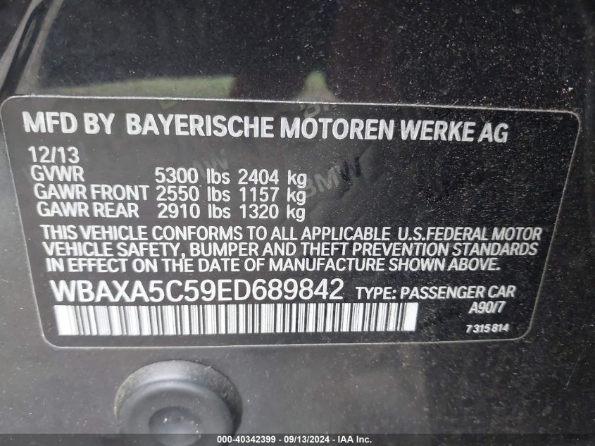 WBAXA5C59ED689842 2014 BMW 535D D