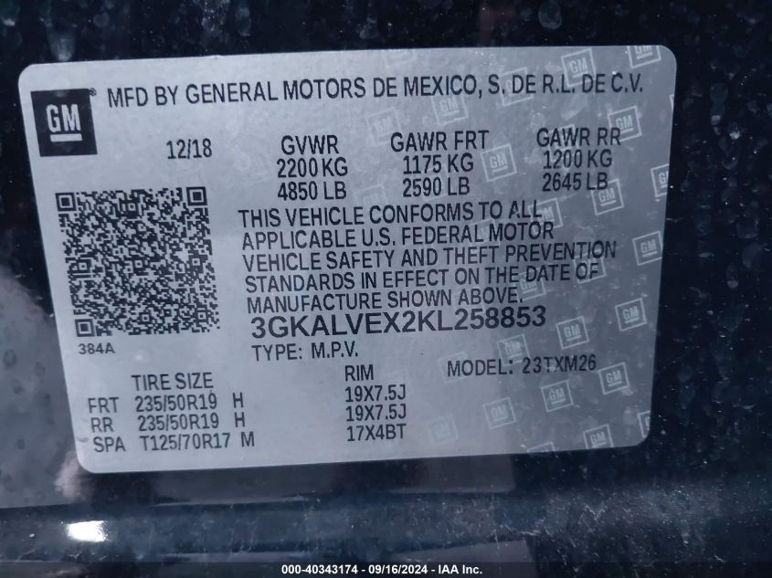 3GKALVEX2KL258853 2019 GMC Terrain Slt