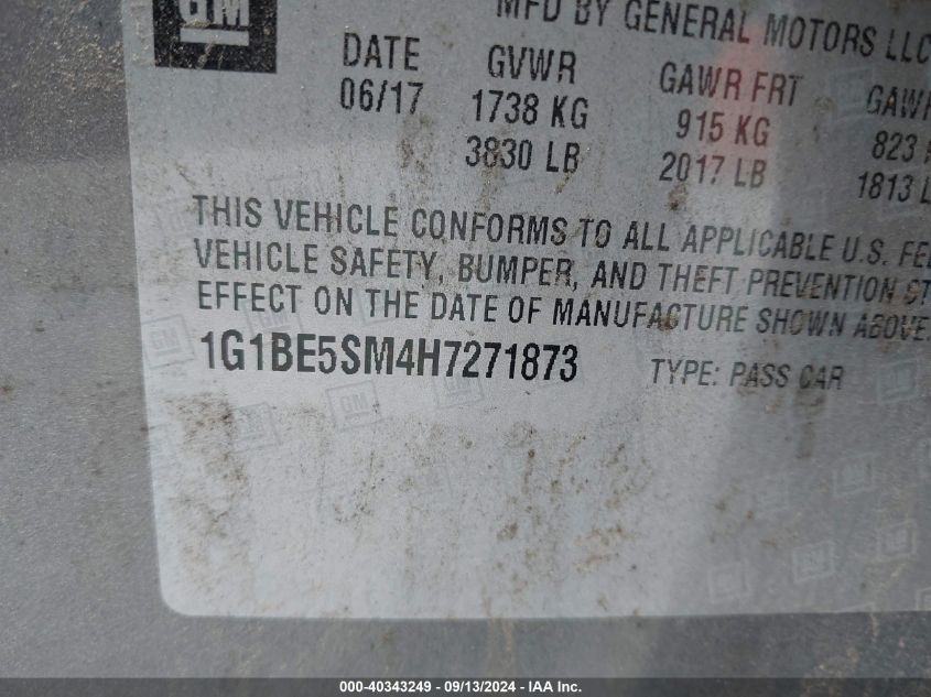 2017 CHEVROLET CRUZE LT AUTO - 1G1BE5SM4H7271873