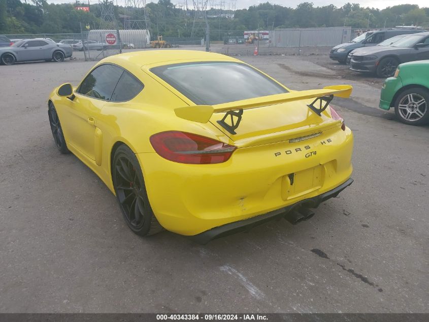 2016 Porsche Cayman Gt4 VIN: WP0AC2A83GK192573 Lot: 40343384