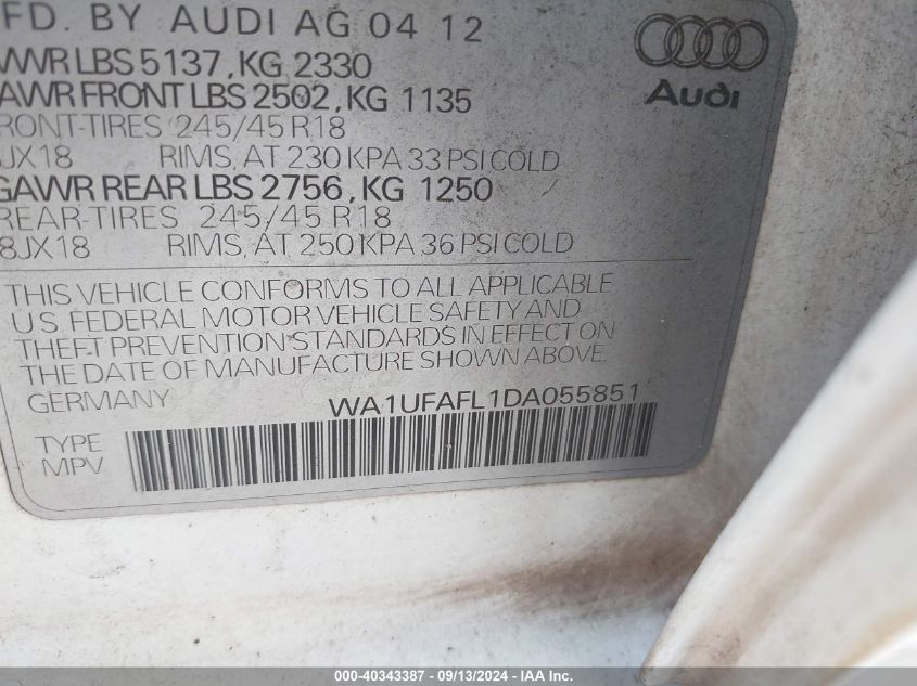 WA1UFAFL1DA055851 2013 Audi Allroad 2.0T Premium Plus