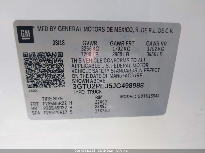 3GTU2PEJ5JG498988 2018 GMC Sierra 1500 Denali