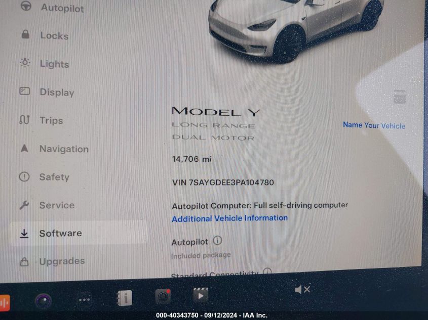 2023 Tesla Model Y Awd/Long Range Dual Motor All-Wheel Drive VIN: 7SAYGDEE3PA104780 Lot: 40343750