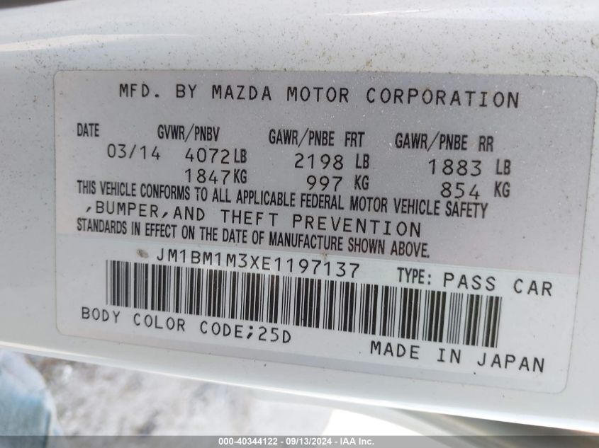 JM1BM1M3XE1197137 2014 Mazda Mazda3 Grand Touring