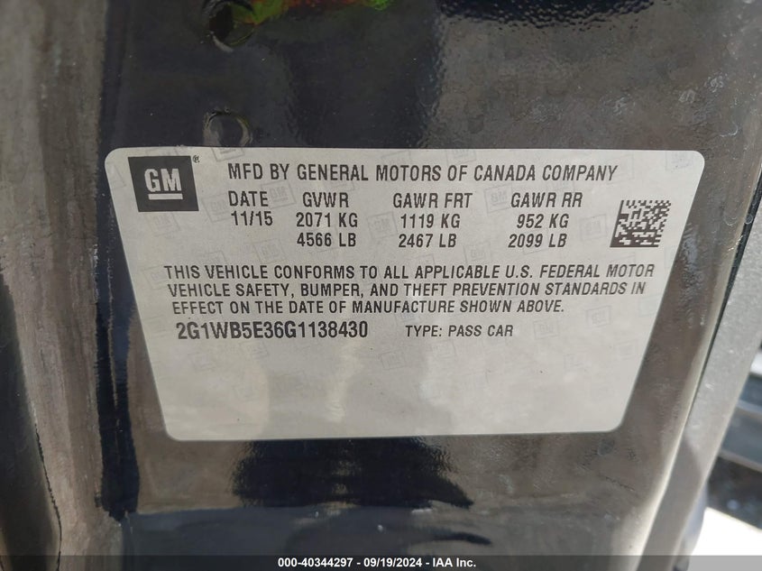 2016 CHEVROLET IMPALA LIMITED LT - 2G1WB5E36G1138430