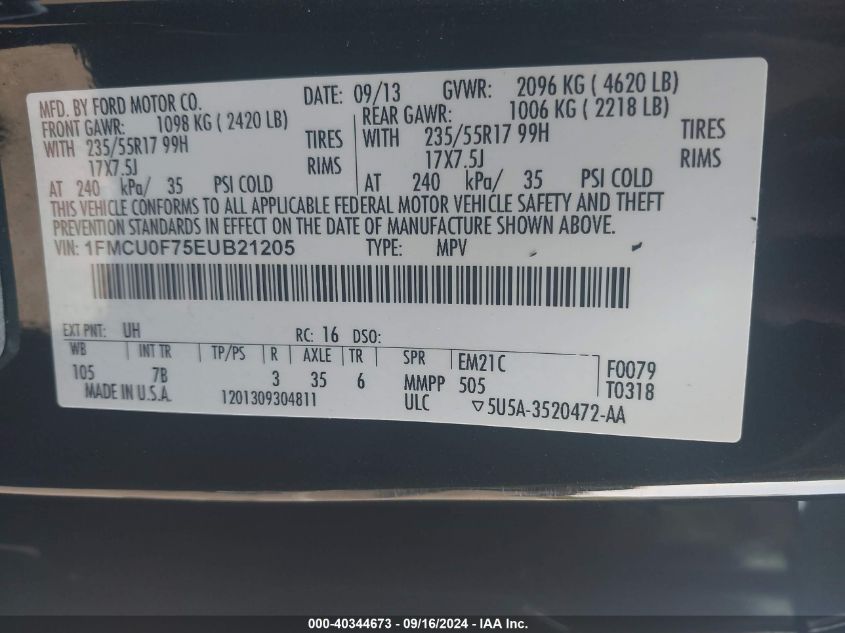 1FMCU0F75EUB21205 2014 Ford Escape S