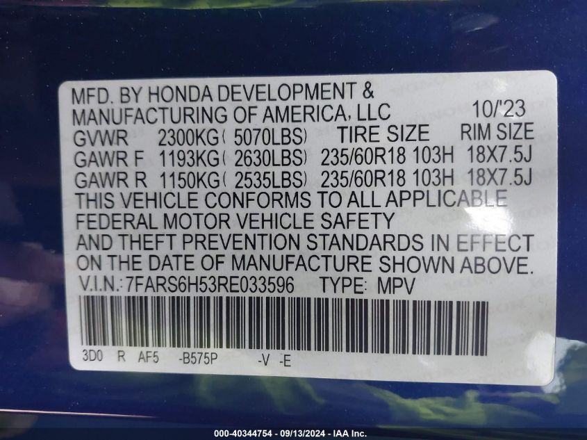 7FARS6H53RE033596 2024 Honda Cr-V Sport