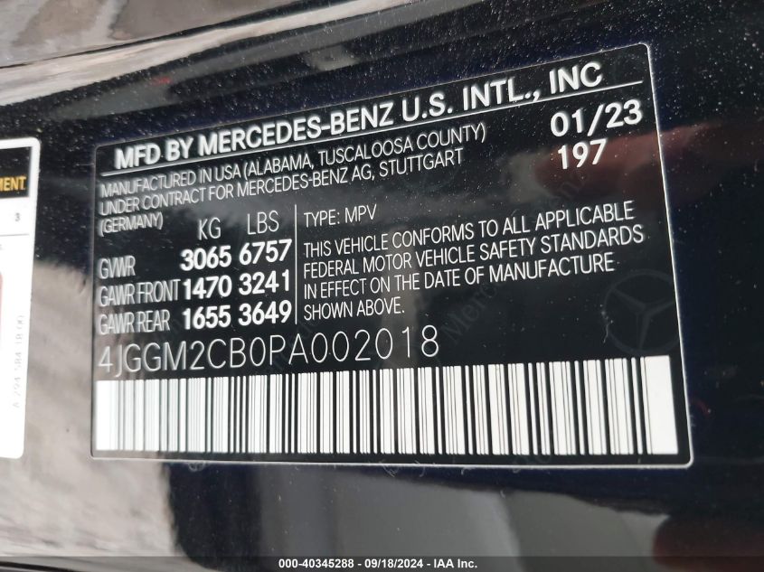 4JGGM2CB0PA002018 2023 Mercedes-Benz Eqe 500 Suv 4Matic