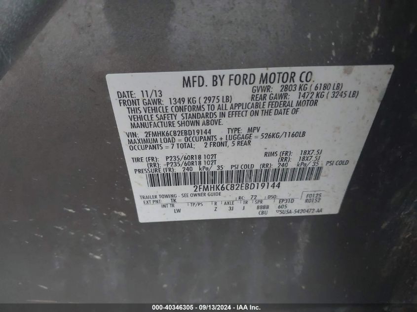 2FMHK6C82EBD19144 2014 Ford Flex Sel