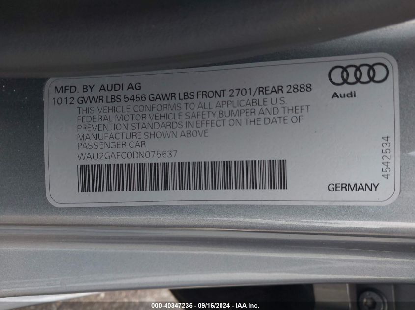 2013 AUDI A7 3.0T PREMIUM - WAU2GAFC0DN075637