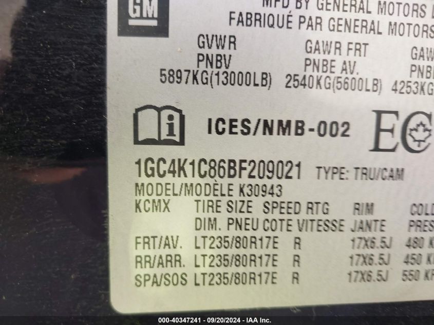 1GC4K1C86BF209021 2011 Chevrolet Silverado 3500Hd Ltz