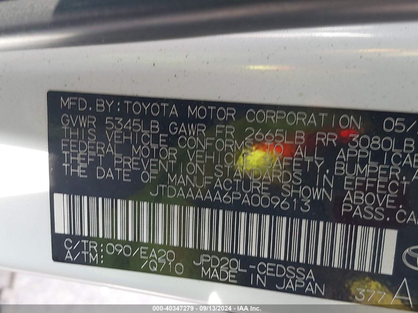 JTDAAAAA6PA009613 2023 Toyota Mirai Xle