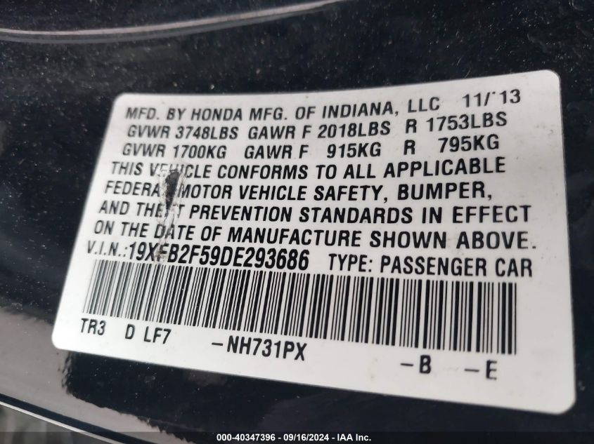 19XFB2F59DE293686 2013 Honda Civic Lx