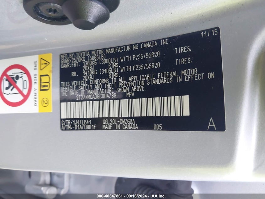 2T2ZZMCA3GC004788 2016 LEXUS RX photo no. 9