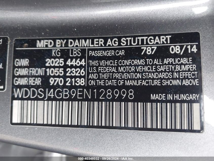 WDDSJ4GB9EN128998 2014 Mercedes-Benz Cla 250 4Matic