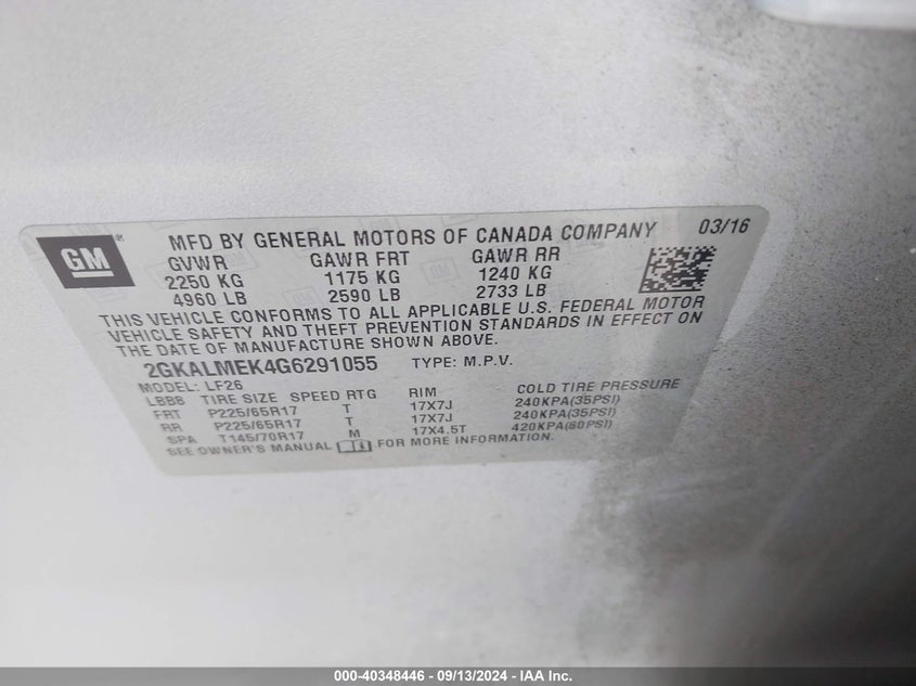 2GKALMEK4G6291055 2016 GMC Terrain Sle-1