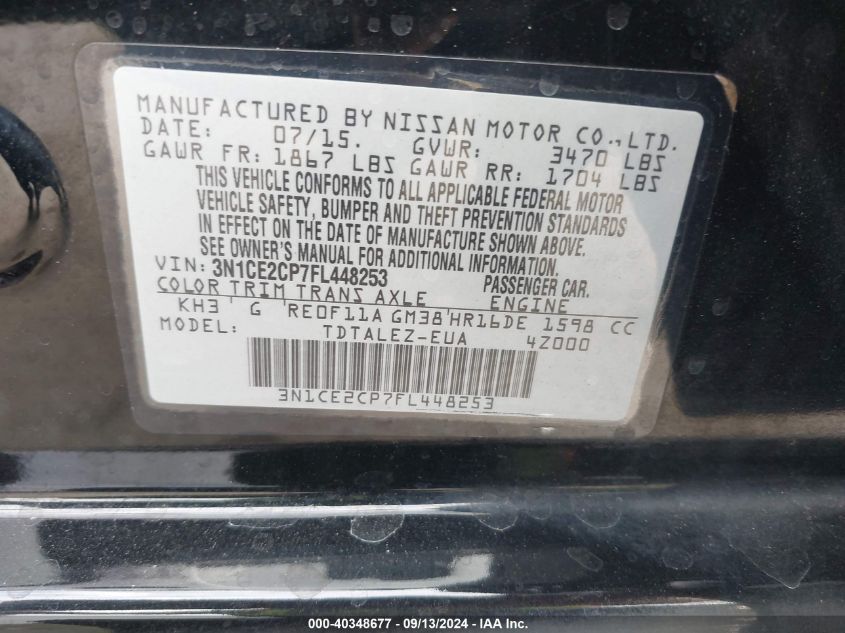 3N1CE2CP7FL448253 2015 Nissan Versa Note S (Sr)/S Plus/Sl/Sr/Sv