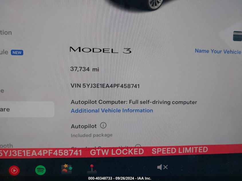 2023 Tesla Model 3 VIN: 5YJ3E1EA4PF458741 Lot: 40348733