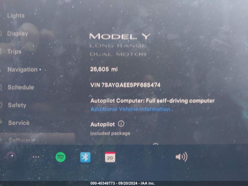 2023 Tesla Model Y Awd/Long Range Dual Motor All-Wheel Drive VIN: 7SAYGAEE5PF685474 Lot: 40348773