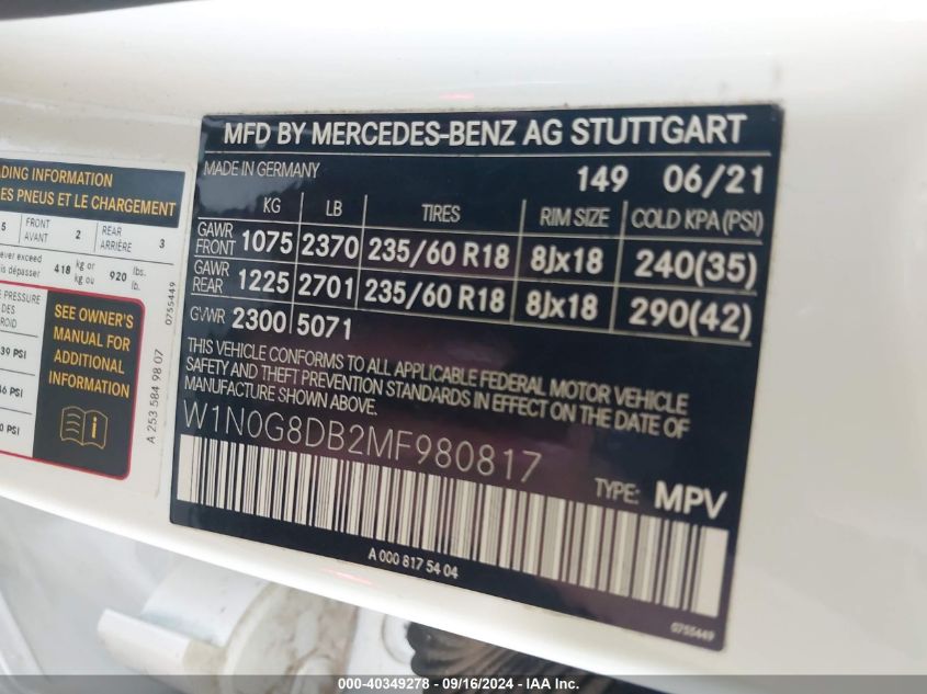 W1N0G8DB2MF980817 2021 Mercedes-Benz Glc 300 300