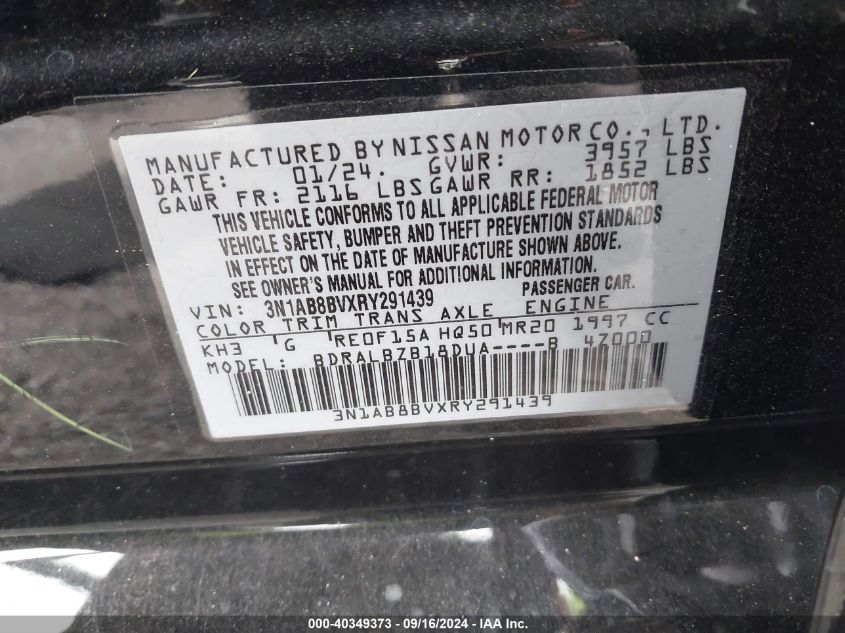 3N1AB8BVXRY291439 2024 Nissan Sentra S