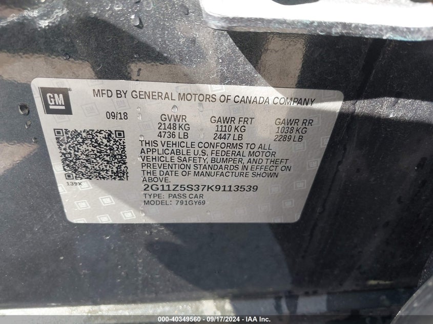 2019 CHEVROLET IMPALA LT - 2G11Z5S37K9113539