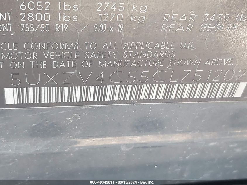 5UXZV4C55CL751202 2012 BMW X5 xDrive35I/xDrive35I Premium/xDrive35I Sport Activity