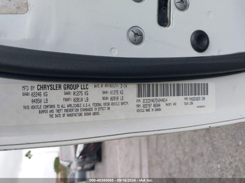 2014 Dodge Challenger Sxt VIN: 2C3CDYAG7EH244814 Lot: 40350085