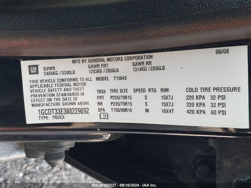 1GCDT33E388229092 2008 Chevrolet Colorado Lt