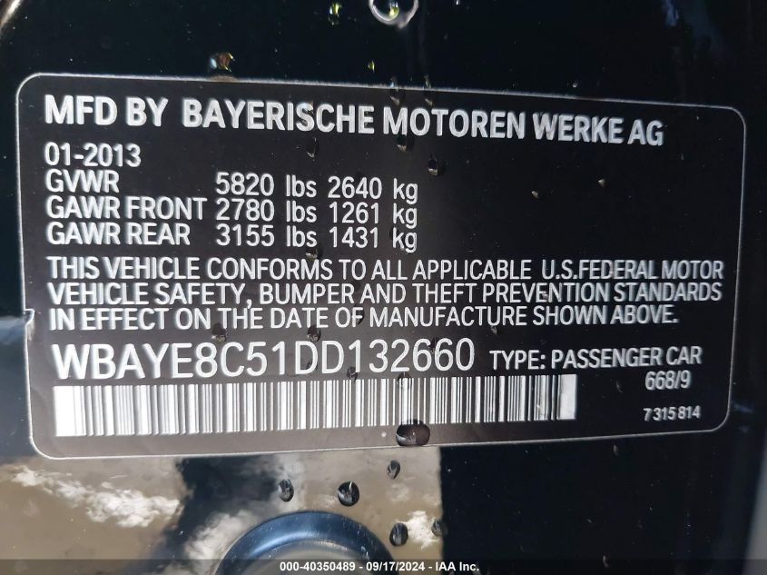 WBAYE8C51DD132660 2013 BMW 750Li