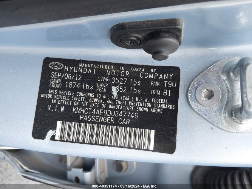 KMHCT4AE9DU347746 2013 Hyundai Accent Gls