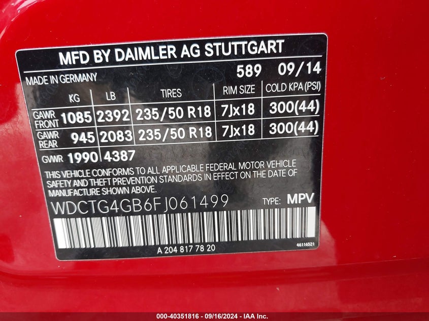 2015 MERCEDES-BENZ GLA-CLASS GLA 250 - WDCTG4GB6FJ061499