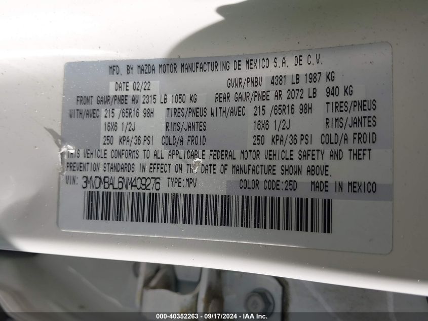 3MVDMBAL6NM409276 2022 Mazda Cx-30 2.5 S