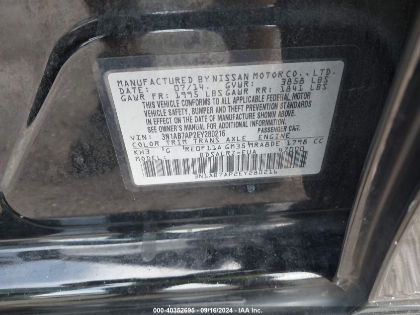 3N1AB7AP2EY280216 2014 Nissan Sentra Sr