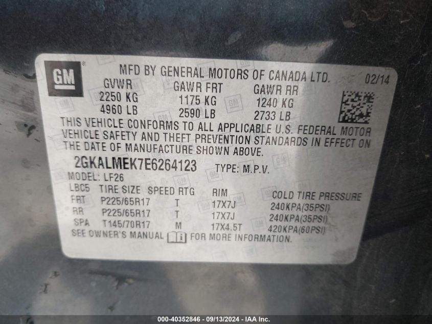 2GKALMEK7E6264123 2014 GMC Terrain Sle-1