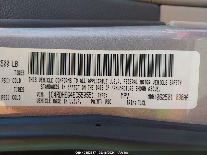 2014 Dodge Durango Citadel VIN: 1C4RDHEG4EC550551 Lot: 40352887