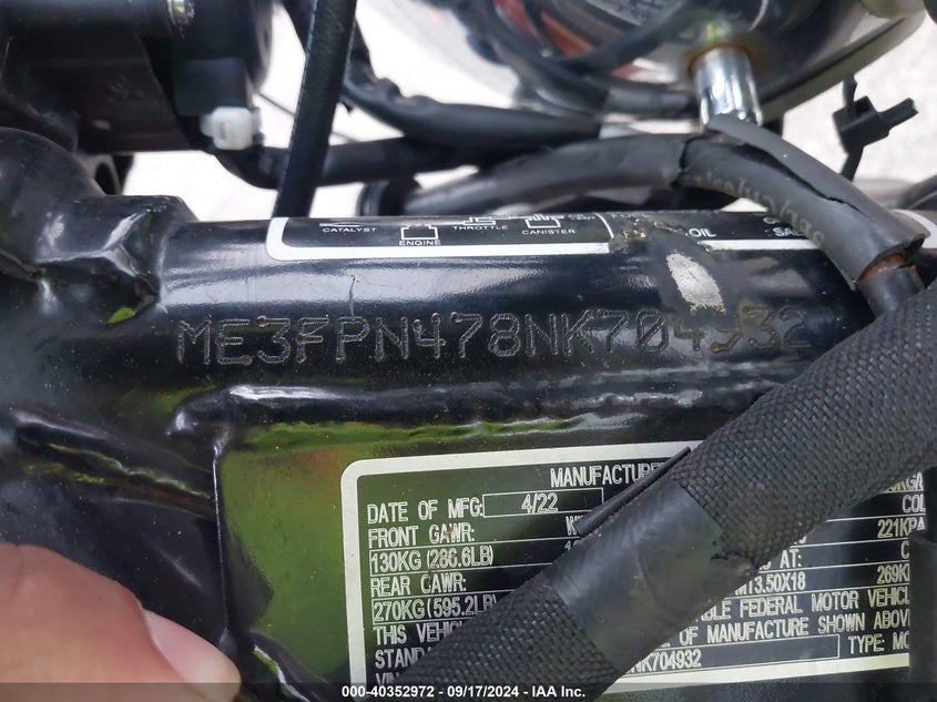 VIN ME3FPN478NK704932 2022 ROYAL ENFIELD MOTORS INT 650