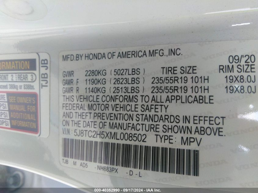 5J8TC2H5XML008502 2021 Acura Rdx Technology