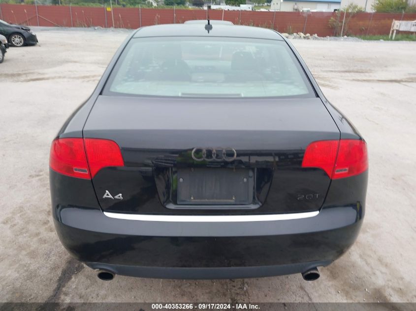 2007 Audi A4 2.0T VIN: WAUAF78E47A019499 Lot: 40353266