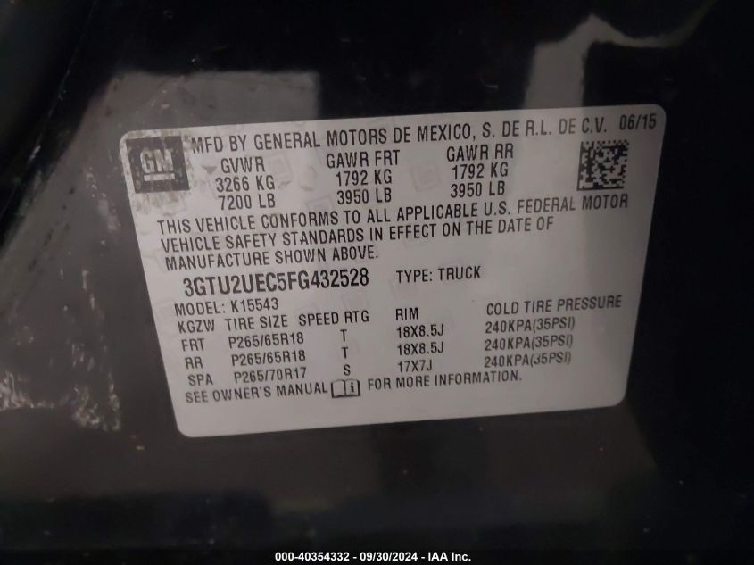 3GTU2UEC5FG432528 2015 GMC Sierra 1500 Sle