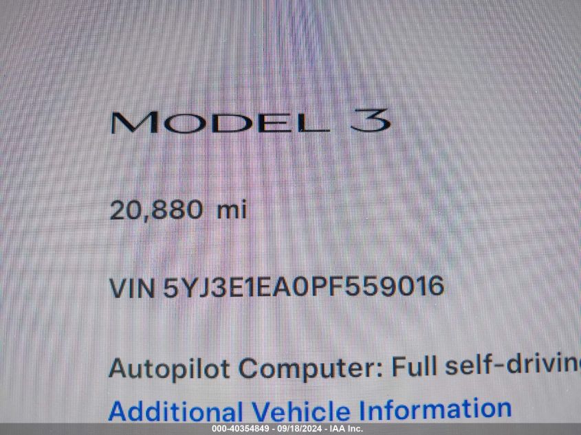 2023 TESLA MODEL 3 REAR-WHEEL DRIVE - 5YJ3E1EA0PF559016