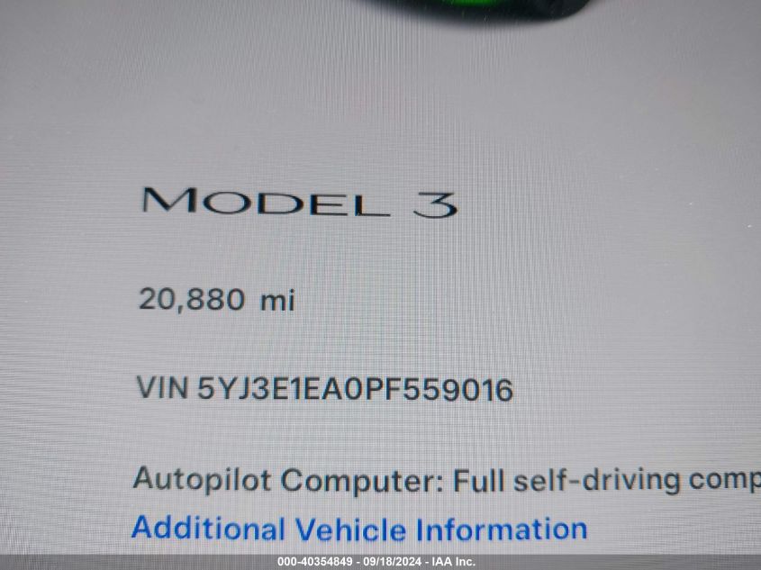 2023 TESLA MODEL 3 REAR-WHEEL DRIVE - 5YJ3E1EA0PF559016