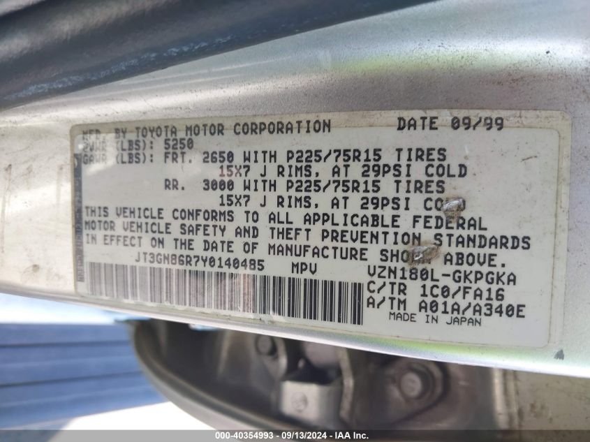 JT3GN86R7Y0140485 2000 Toyota 4Runner Sr5 V6