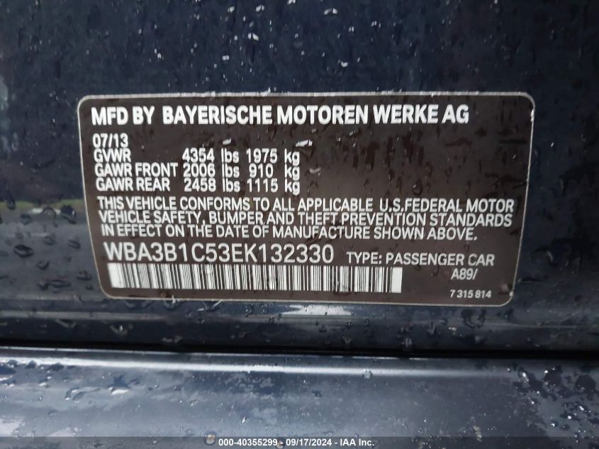 WBA3B1C53EK132330 2014 BMW 320 I