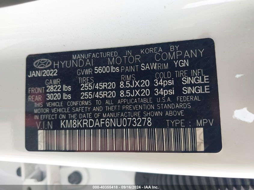 KM8KRDAF6NU073278 2022 Hyundai Ioniq 5 Limited