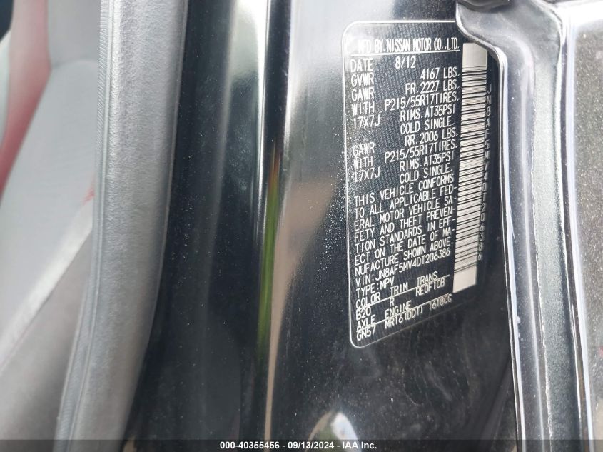 2013 NISSAN JUKE SV - JN8AF5MV4DT206386