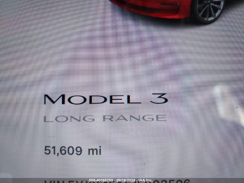 2018 Tesla Model 3 Long Range/Mid Range VIN: 5YJ3E1EA5JF003596 Lot: 40355755