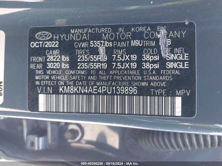 2023 Hyundai Ioniq 5 Sel VIN: KM8KN4AE4PU139896 Lot: 40356208