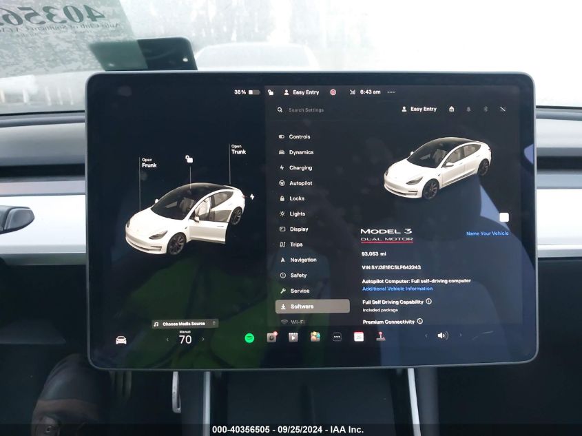 2020 Tesla Model 3 Performance Dual Motor All-Wheel Drive VIN: 5YJ3E1EC5LF642243 Lot: 40356505