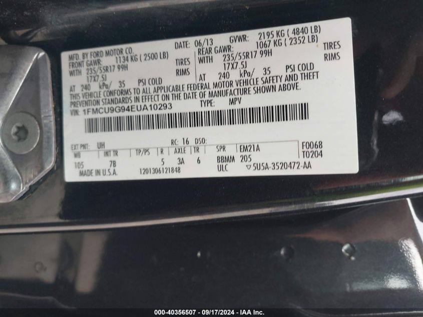 1FMCU9G94EUA10293 2014 Ford Escape Se